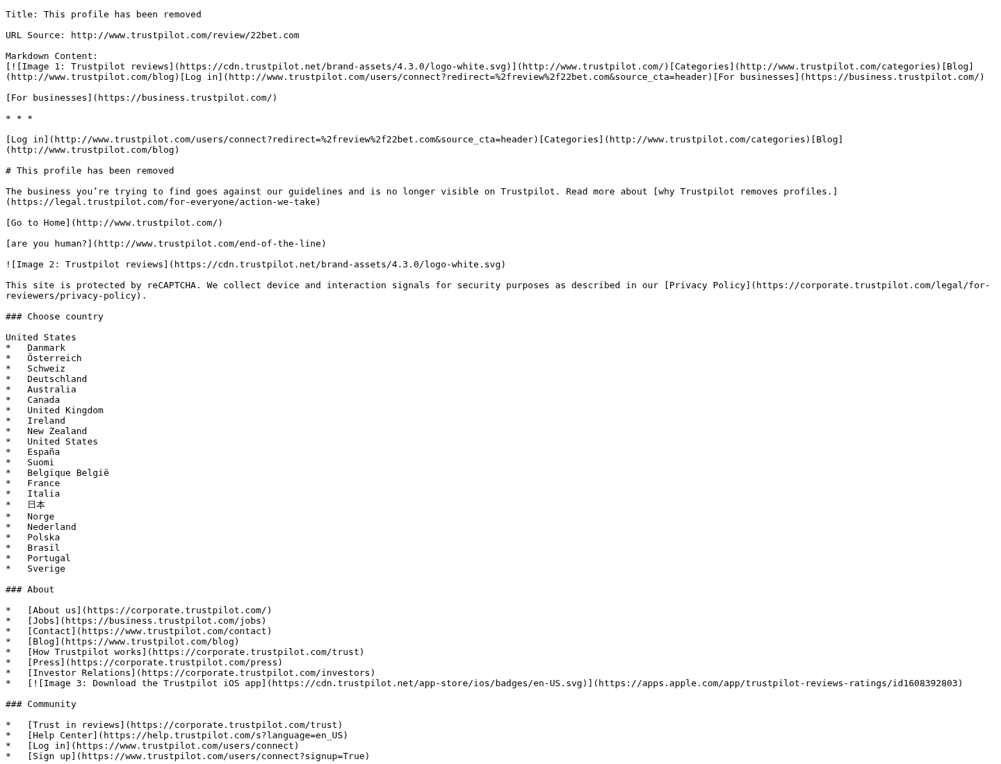 Captura contextual de opiniones públicas asociadas a 22bet.com