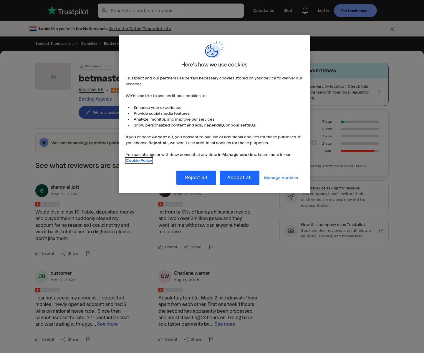 Contexto público de usuarios asociado con betmaster.io