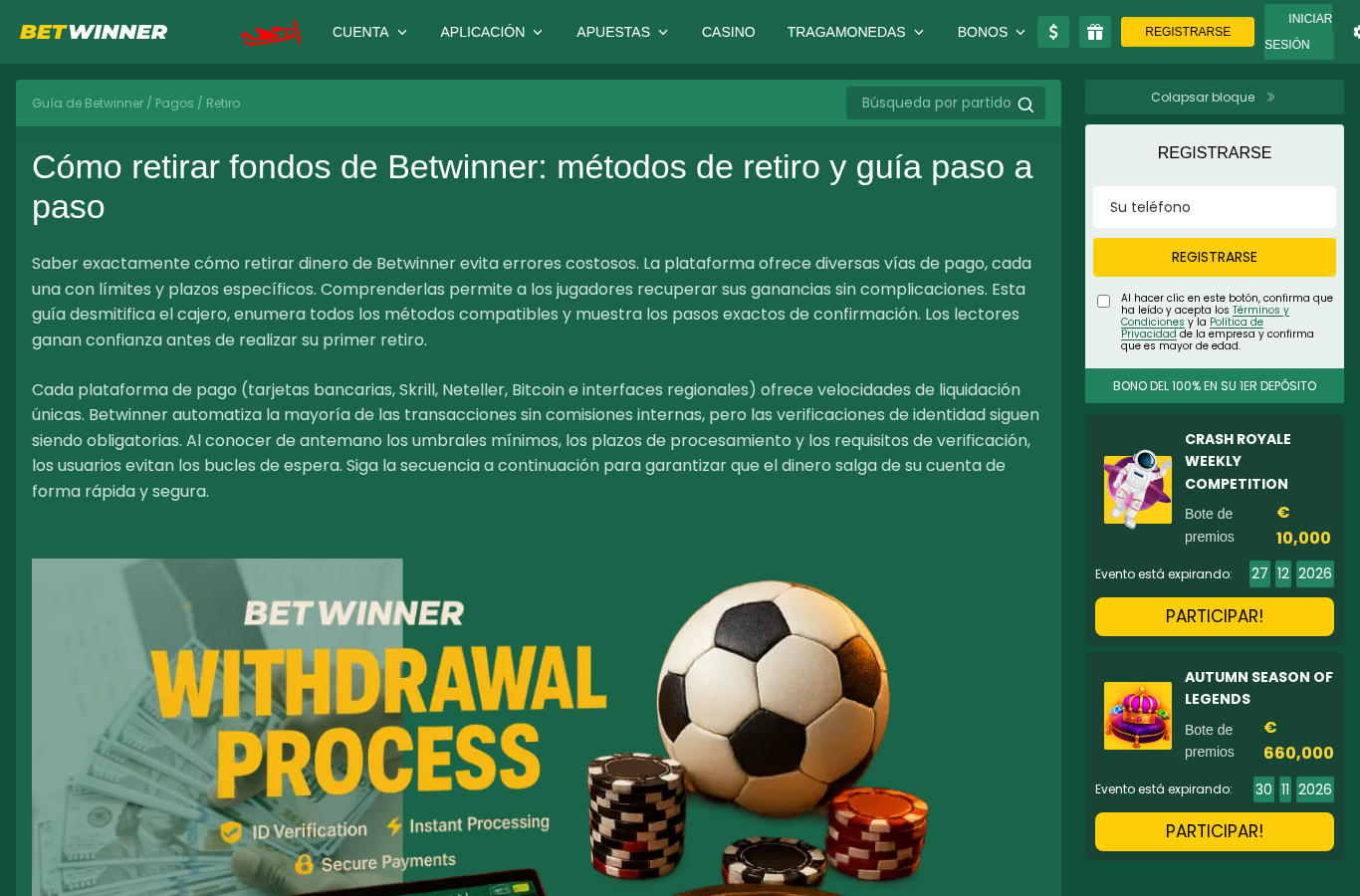 Captura real de fuente sobre BetWinner