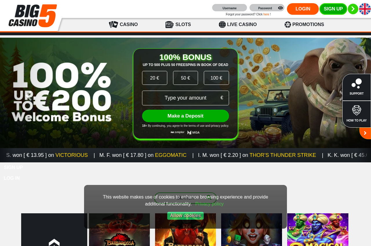 Captura de la página observada de Big5Casino