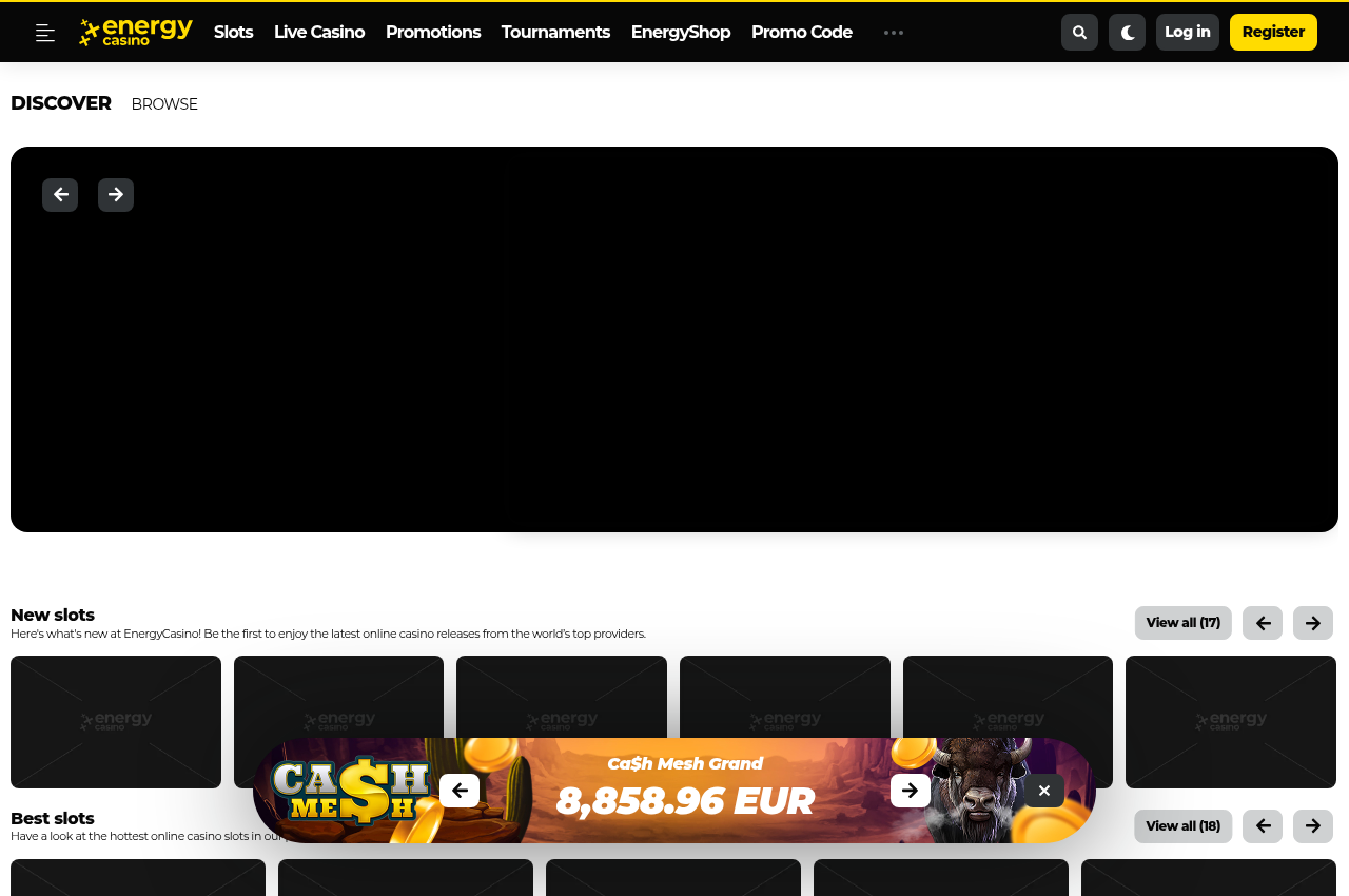 Captura de la página observada de EnergyCasino