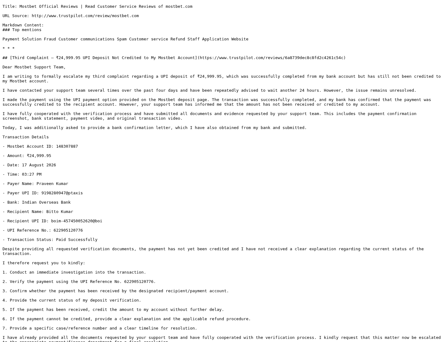 Captura contextual de opiniones públicas asociadas con mostbet.com